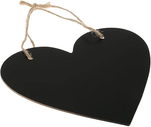Miniatura 6 de Operitacx Tablero de anuncio colgante de madera de la pizarra de la forma del corazón ideal para la pizarra decorativa de la boda