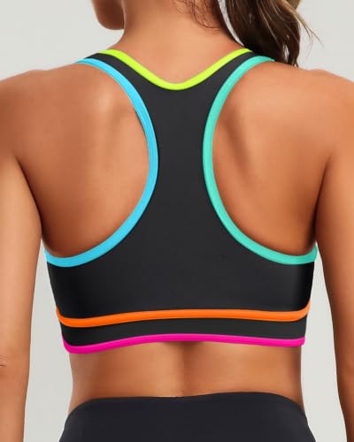 Image of Holipick Women's Sports Bra Bikini Tops Racerback Swim Top Scoop Neck Bathing Suits Top Modest Padded Crop Tops Swimsuit Only