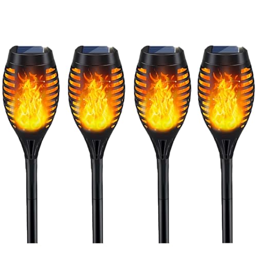 4Pack Solar Lights Outdoor, Solar Mini Torch Light for Garden Decor, Solar Garden Lights, Waterproof Solar Powered Outdoor Lights, Flame Torches for Outside Patio Pathway Yard Decorations