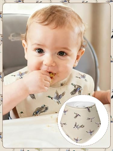 Image of 4 Pcs Baby Bandana Bib Cute Baby Nursery Decor Cotton Newborn Infant Feeding Drool Bib for Drooling and Teething Girl Boy