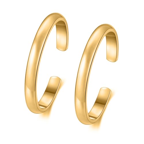 Image of BORUO Toe Rings, 925 Sterling Silver or Waterproof Gold Plated, 2-4mm | 925 Sterling Silver or Waterproof 14K Gold-Plated Stainless Steel Toe Rings in 2mm, 3mm, or 4mm Widths for Women.