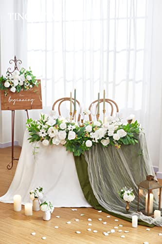 Tinge Time 5Ft Maple Leaf Wreath, 3 Pcs Flower Garland, Handcraft Artificial Rose Garlands For Arch Wedding Table Ceremony Welcome Backdrop Fall Decorations For Home (Virginal White) #TOP3