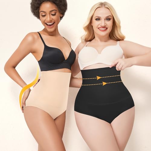 Image of Werena Women Tummy Control Shapewear Panties Shaping Underwear High Waist Body Shaper(#386 Basic Black, XXX-Large)