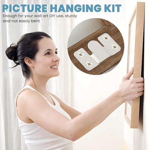 Image of 8Pcs Flush Mount Bracket Picture Hanging Buckle with Screws, Stainless Steel Interlock Hanging Buckle Headboard Wall Mounting Brackets, French Cleat Picture Hanger