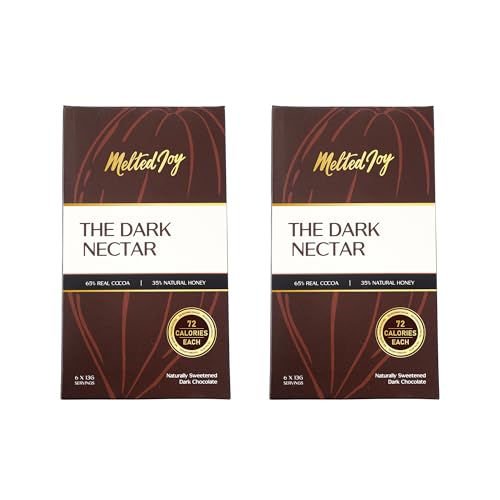 Image of Melted Joy The Dark Nectar | 72 Calorie Dark Chocolate Squares - Portion Sized for Fat Loss | Naturally Sweetened with Honey | Pack of 6 (Set of 2)