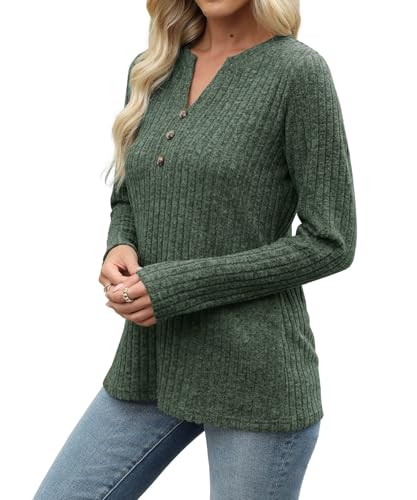 Image of XMTOPYE Sweaters for Women Fashion Long Sleeve Tops Pullover V Neck Casual Loose Sweatshirt