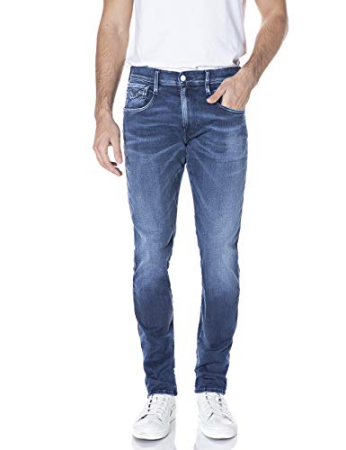 Replay Herren Jeans Anbass Slim-Fit Hyperflex White Shades mit Stretch,...