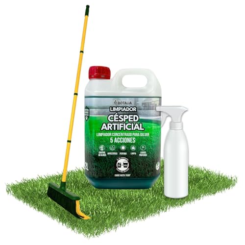 PLANTAWA Pack Limpiador Césped Artificial 2L + Cepillo con Mango + Pulverizador | Limpia Césped Artificial y Setos | Limpieza Profunda y Aroma Fresco para Jardines y Terrazas