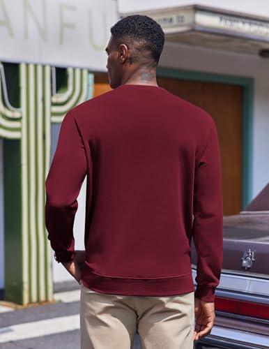 COOFANDY Men's Long Sleeve Crewneck Sweatshirt Casual Fleece Pullovers Fashion Winter Sweatshirts Heavyweight Warm Pullover Wine Red - image 6