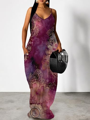 Image of SUZONANA Women Plus Size Summer Maxi Dress Spaghetti Strap Loose Sundress
