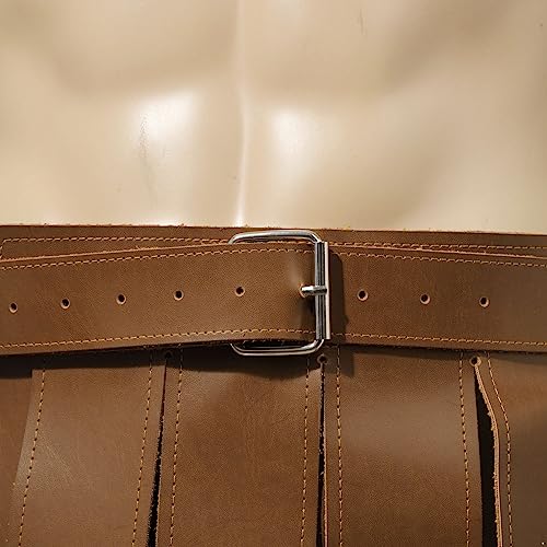 JEATHA Men's Medieval PU Leather Tassel Skirt Buckled Waist Belt Adjustable Waistband Wide Girdle Drape Costumes Accessory4