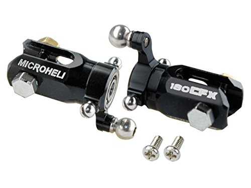 MICROHELI 7075 Triple Bearing Weighted Tail Blade Grip Set (Black) - Blade 180 CFX