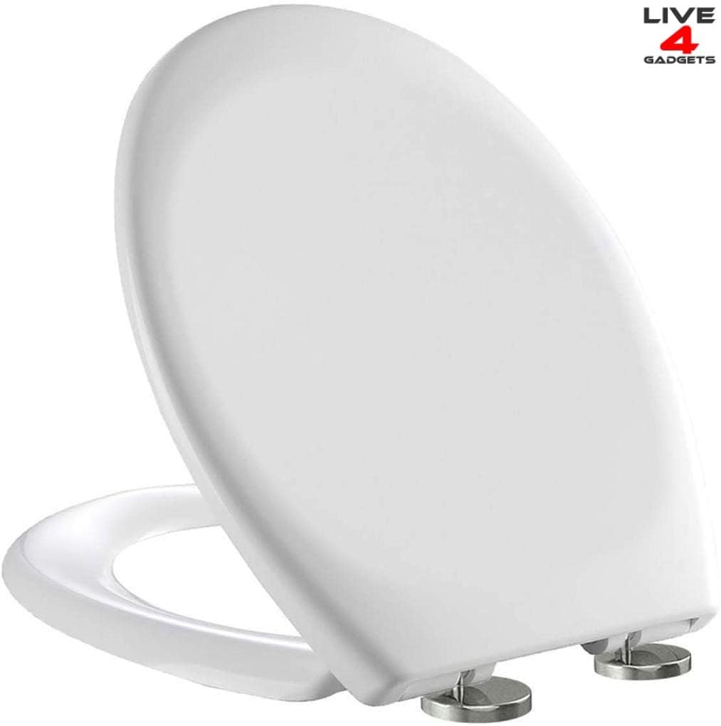 Live4Gadgets Slow Soft Close Toilet Seats White, Top Fixing, Stay Tight Toilet Lid Oval Shape - Image 3