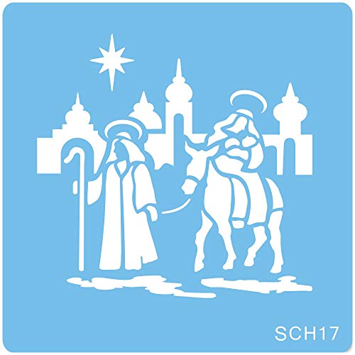 Jem SCH17 Natività Stencil per Cake Design, Blu