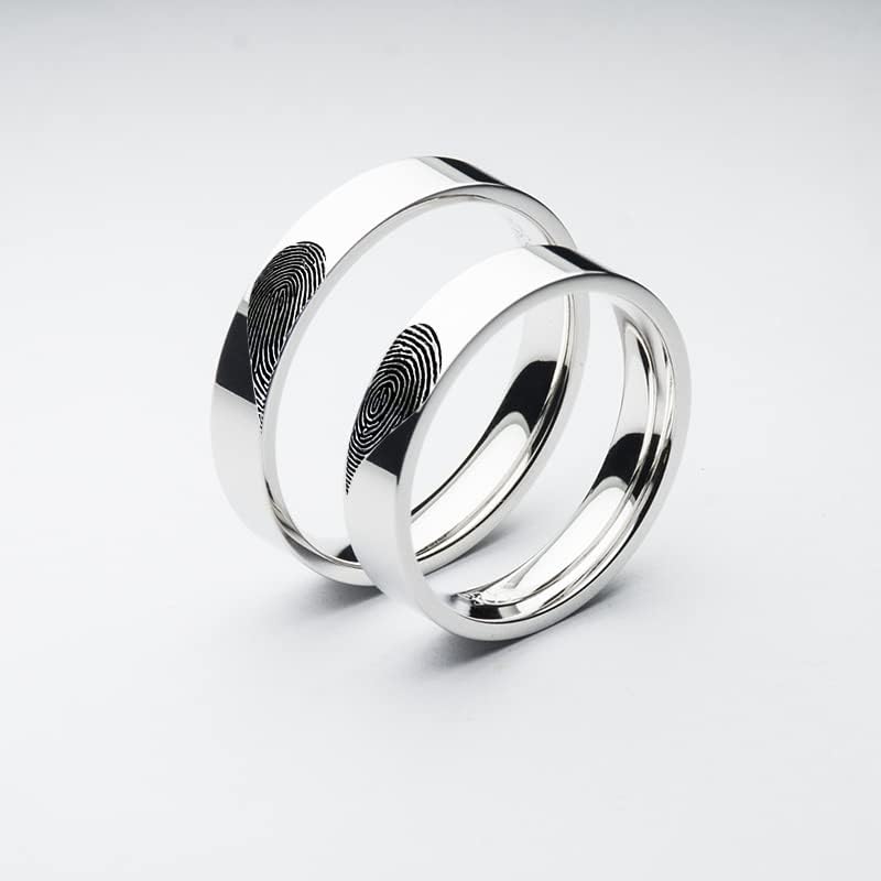 Miniatura 6 de Anillos de huellas dactilares personalizados su propio anillo con huellas dactilares Pareja Anillos Anillo de boda Anillo de boda Regalo de joyería