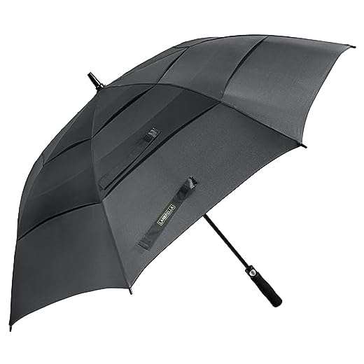LANBRELLA Golf Umbrella Windproof Stick Umbrella Three Canopy Vented Auto Open Close 62 Inch-A1.1.Black