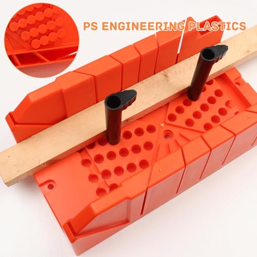 Gehrungslade, Verdickter Kunststoffboden, Robust und Verschleißfest, mit 90°/45°/22,5° Sägeführung, Deutlich mit Gradangaben Markiert, geeignet für Holzbearbeitungsfräser CeTsronixoC (Orange)