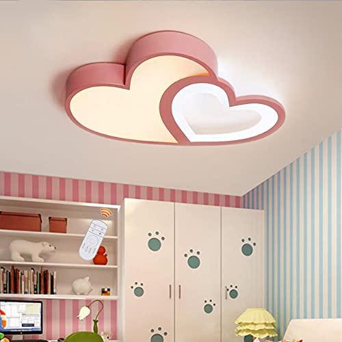 Plafonnier coeur LED rose dimmable en acrylique pour chambre d'enfant moderne