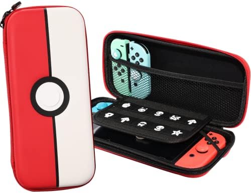 JoyHood Case for Switch & Switch OLED | Protective Hard Shell Carry Storage Cases for Switch with 10 Game Card Slots | Gifts for Her/Him (Pokeball)