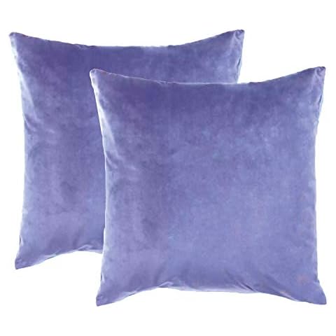 Essencea Velvet Cushion Covers 20 x 20 Inches, Solid European Shams Pillow Covers | Lavender | for Sofa, Bedroom, Car | Set of 2 Cover