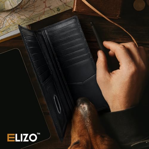 Image of ELIZO Genuine Leather Long Wallet for Men - Western Bifold Wallet - Ostrich