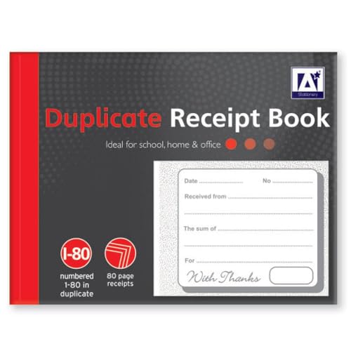 Youngland Libro de recibos duplicado numerado de 1 a 80 páginas, tamaño medio, para negocios, hogar, oficina, tienda y almacén (1, paquete de 1)
