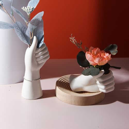 Jarrón de cerámica minimalista blanco pequeño con diseño de mano 8