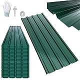 ACXIN 12 fogli profilati in lamiera trapezoidale, 129,5 x 45 cm = 7 m², zincata, lamiera per tetto in acciaio zincato per casetta da giardino carport, con viti e guanti di montaggio, colore nero