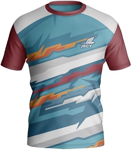 Image of Cotton Round Neck Maroon Printed Sports Half Sleeve T Shirt Jersey for Men