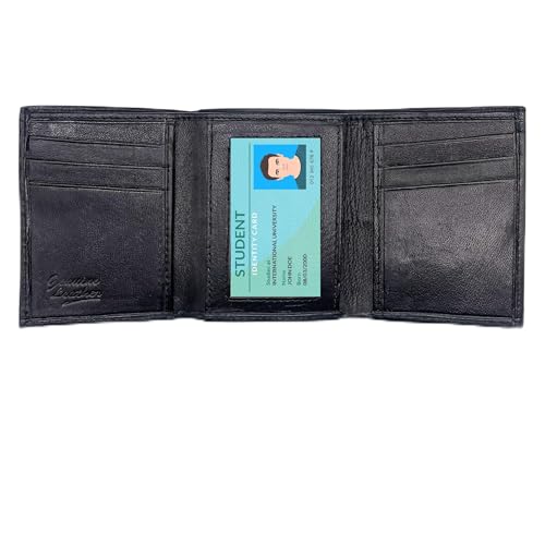 River Ridge Genuine Leather Trifold Wallet For Men - 6 Plus Credit Cards Slots - Clear ID Compartment - RFID Blocking - Extra Slim & Elegent - Gift For Men
