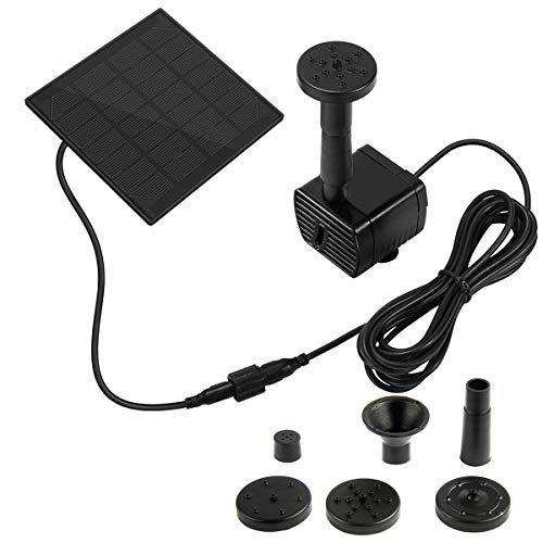 SOONHUA Bomba de Fuente con Energía Solar 1. Kit de Bomba de Agua de Panel Solar de 4 W con 4 Cabezales de Esterilización para Estanque / Baño de Pájaros / Circulación de Agua
