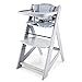 Moby-System, Trona Creciente para Niños, Altura Ajustable, con Tabla de Comer y Cojín, Cinturón de Seguridad de 3 Puntos, Silla para Niños, Madera Maciza, Gris