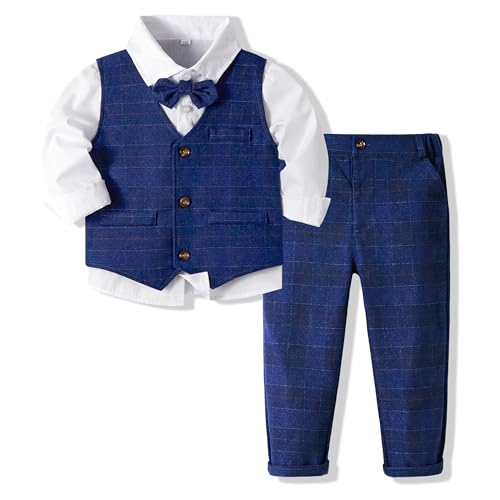 Image of Volunboy Toddler Suit Boys Formal Wedding Guest Dress Outfit | graduation dress clothes, gentleman ring bearer bowtie outfit, back-to-school pants set, birthday photoshoot dressy outfit