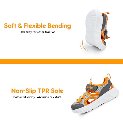 Image of YESKIS Toddler Boys Girls Sport Sandals Outdoor Athletic Hiking Running Tennis Barefoot Shoes Lightweight Closed Toe Adjustable Strap for Toddler and Little Kids