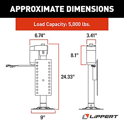 Lippert Ground Control 3.0 Automatic 5Th Wheel Rv Leveling System Rear Hall Effect Jack For Left Leg Replacement With 5,000-Lb. Load Capacity - 305339 #TOP1