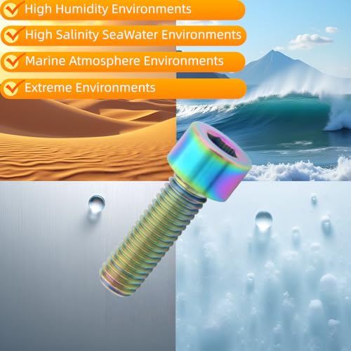 Image of M8x25 Titanium Bolts, Colorful, 6PC | Lightweight Hex Socket Screws, MTB /Road Bike /Motorcycle, Corrosion Resistant, Marine Grade Fasteners