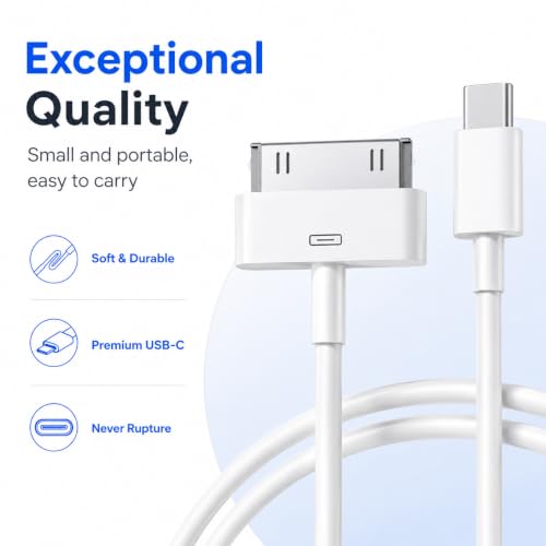 Image of Verilux USB C to 30 Pin Charger Cable & Data Sync for iPhone 4 /4S /3G /3GS /iPad 3 /2 /1