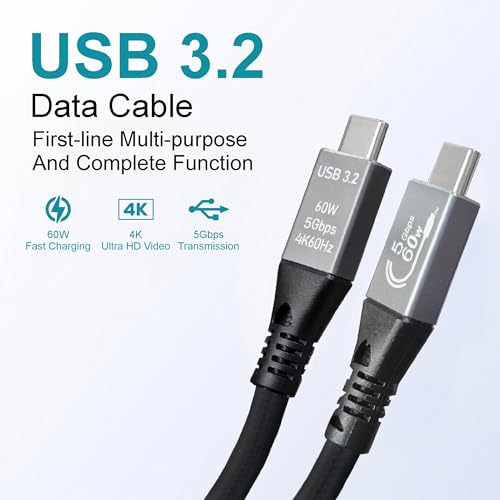 Image of MX USB 3.2 Type C to Type C Cable 10M, Supports up to 60W USB-C Charging, 5Gbps Data Transfer, 4K UHD Video Output at 60Hz, Braided Nylon Cable with Aluminum Alloy Connector