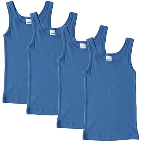 HERMKO 2800 Pack of 4 Boys' Vest Made of 100% bio-Cotton, Tank top Direct from The Factory, Colour:Light Blue, Größe Kinder:7-8 Years Cover