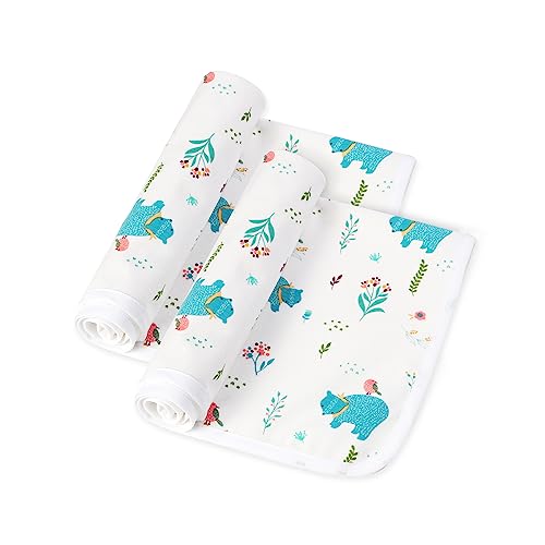 Image of RUILI Waterproof Diaper Changing Pad for Baby, Soft Cotton Reusable Changing Pad Liner, Portable Absorbent Change Mat for Girls Boys Women (2 Pack, Bear)