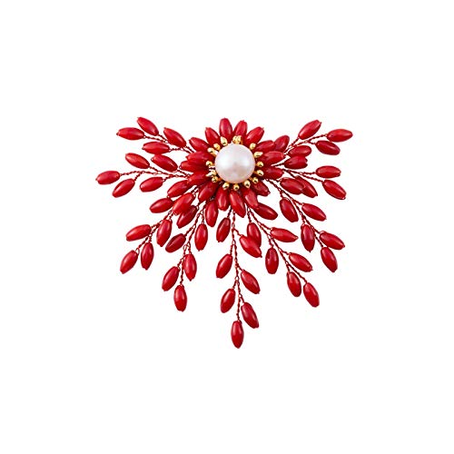 Broche corail rouge anti-glisse pour fixer manteau et pull