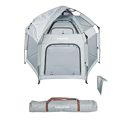 Image of Baby Cub Playden - Indoor/Outdoor Covered Play Tent for Children, Portable Tent with Canopy, Easy Pop Up for Beach or Home, Lightweight and Versatile Child Tent