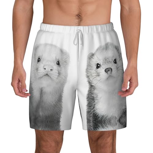 Short de bain double couche furets imprimé haut de gamme pour homme