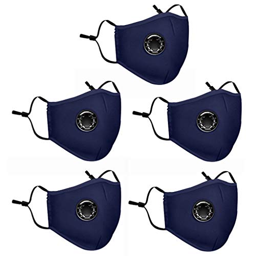 Preisvergleich Produktbild Atemschutzmaske N95 Masken - Premium Atemmaske Staubmaske Mundschutz mit Zusätzlichem Filter Für Gartenarbeit, Reisen, Handwerker, Staub, Allergien, PM2.5, Verschmutzung, Pollen (Marine / 5 Stück)