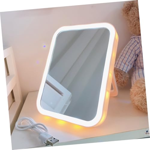 Uonlytech espejo rectangular portátil con luz LED y carga USB miniatura 4