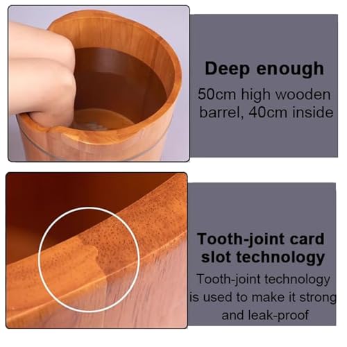 Bañera de madera maciza para pies con tapa y ruedas miniatura 3