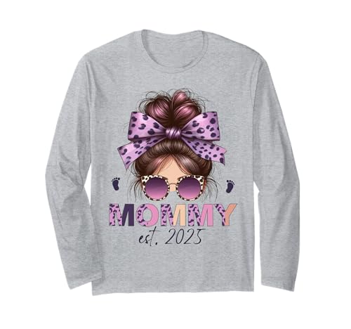 Promoted to Mommy Mama Est 2025 Soon to be Mom Mothers Day Langarmshirt
