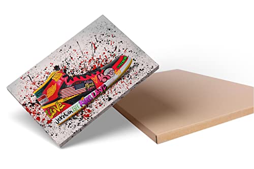 Banksy Graffiti Sneaker Canvas Wall Art Framed Us Flag Shoe Decoration Pop Art Wall Decor For Kids Playroom Bedroom Boho Artwork Ready To Hang (12X16 Inch) #TOP7