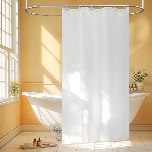 Seenus Waterproof Fabric Stall Shower Curtain Liner Long 36 x 78 inch, Washable Cloth Shower Liner with 2 Large Magnets, White Bathroom Shower Curtain for Single Stall