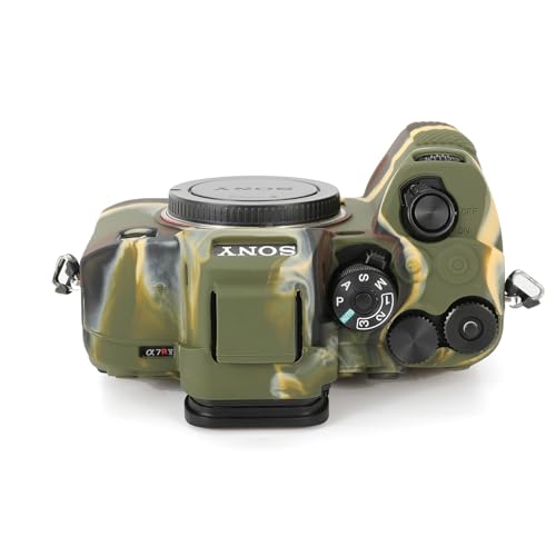 Rieibi Accesorio para Sony A7RV, funda protectora de silicona suave para cámara digital Sony A7R5/A7R V/Alpha 7R V/A7RV/A7R 5/A7RM5, funda ligera para cámara A7 RV con agarre corporal - camuflaje - imagen 3